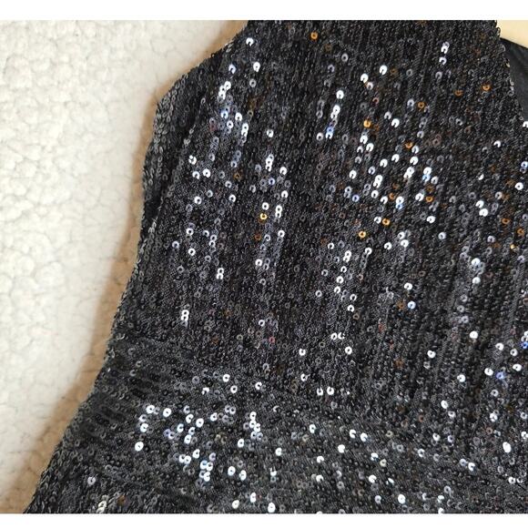 Draper James Sz6 Black V neck Sequin below Knee Double layers dress. Sparkling - Picture 9 of 13